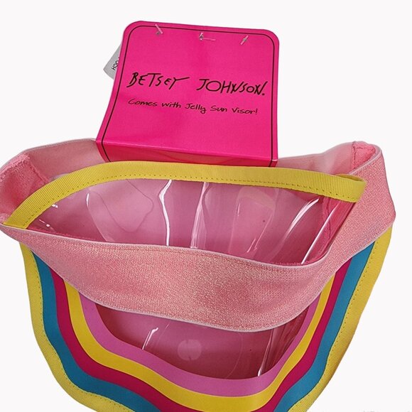 Betsey Johnson Girls Size 12 UPF 40 Swimsuit with Jelly Sun Visor New - Picture 2 of 8